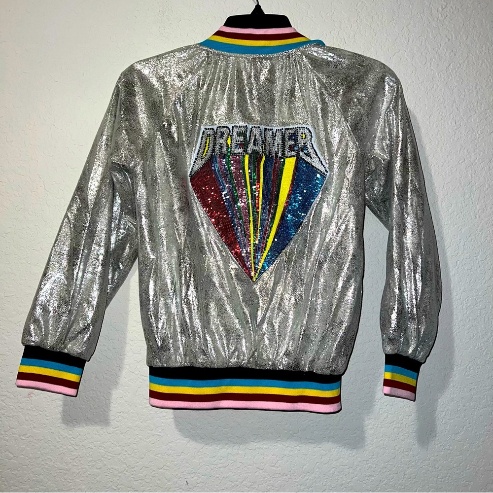 Lola & The Boys Kids' Dreamer silver Bomber Jacket